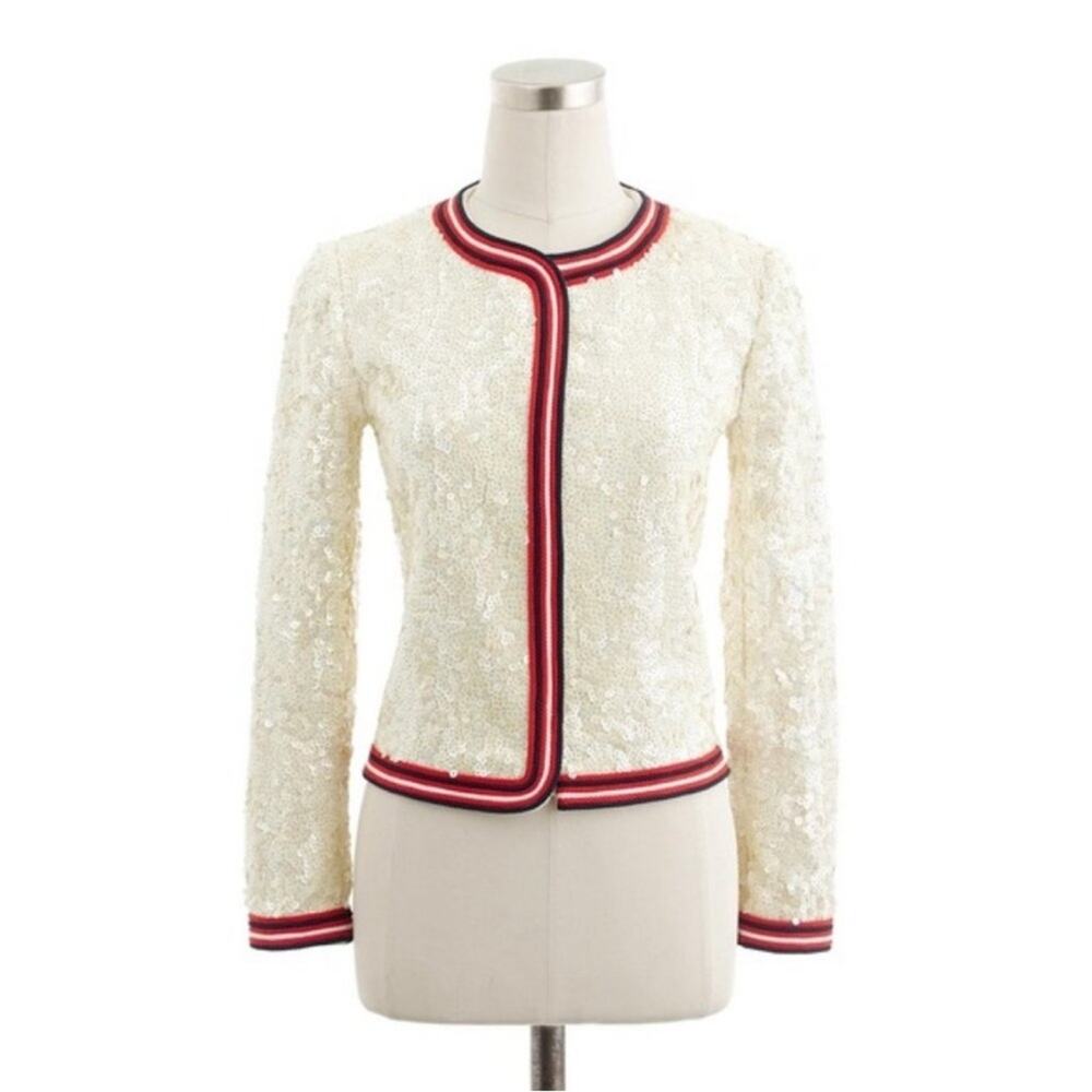 J.Crew Collection Sequin coated Bomber Blazer Jacket Size 2 - Picture 2 of 16